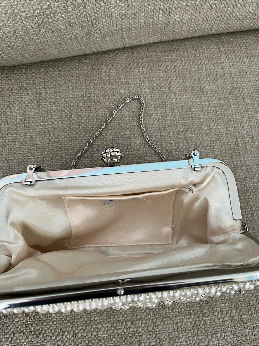 Pearl and Crystal Evening Clutch - Ivory